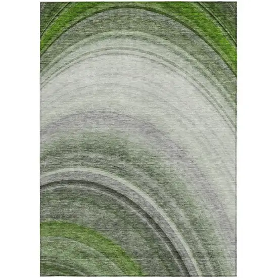 Green Abstract Washable Non Skid Indoor Outdoor Area Rug Photo 6