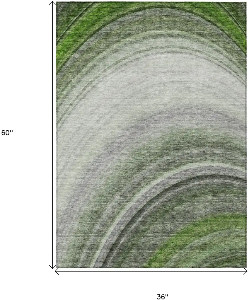 Green Abstract Washable Non Skid Indoor Outdoor Area Rug Photo 3