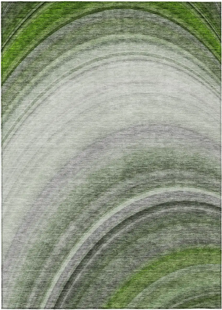 Green And Artichoke Green Abstract Washable Indoor Outdoor Area Rug Photo 2