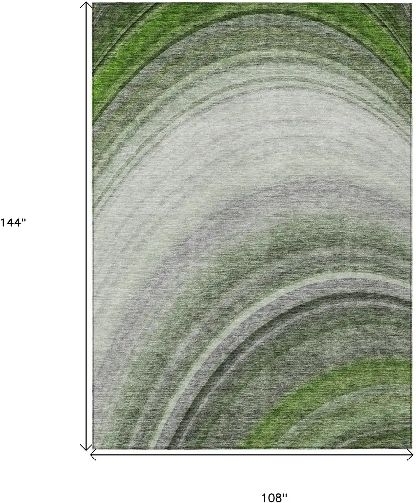 Green Abstract Washable Non Skid Indoor Outdoor Area Rug Photo 3