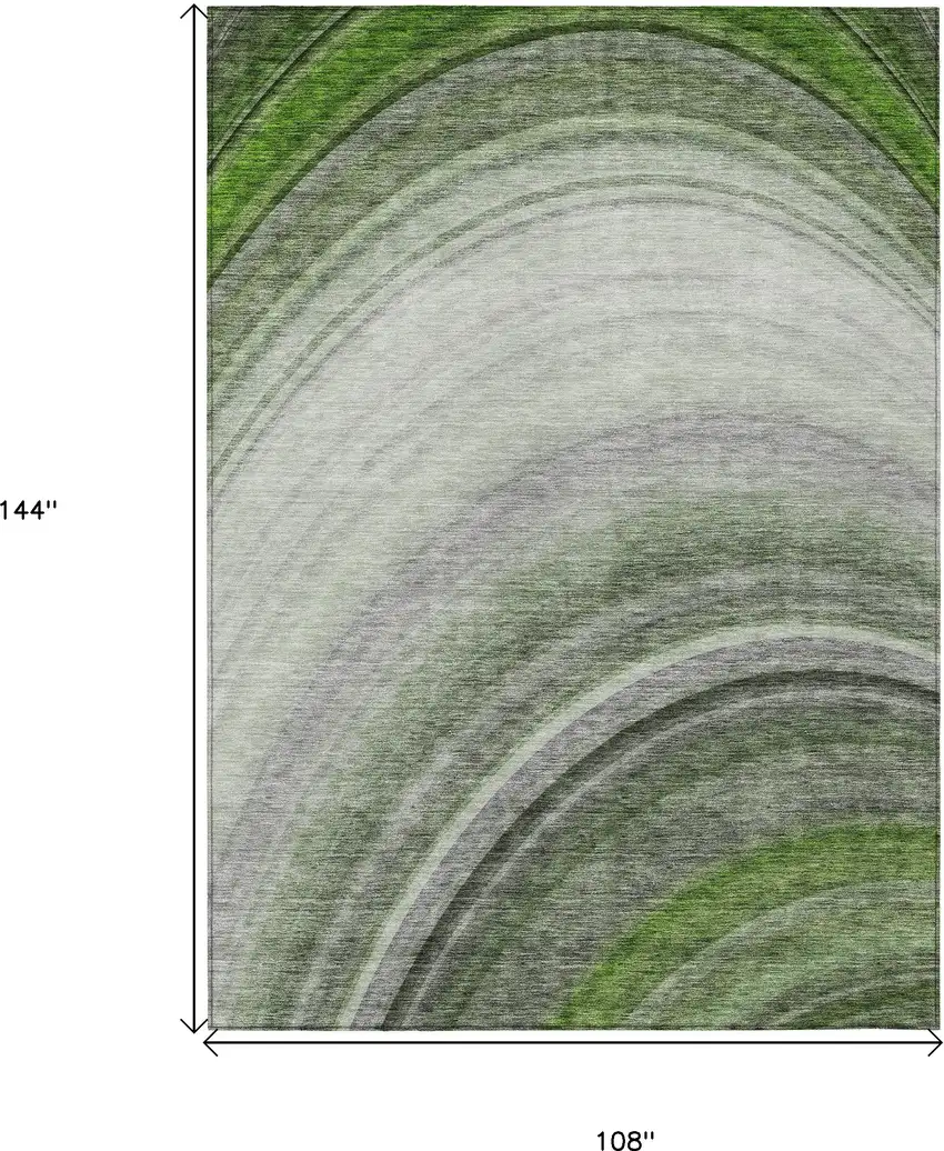 Green Abstract Washable Non Skid Indoor Outdoor Area Rug Photo 3