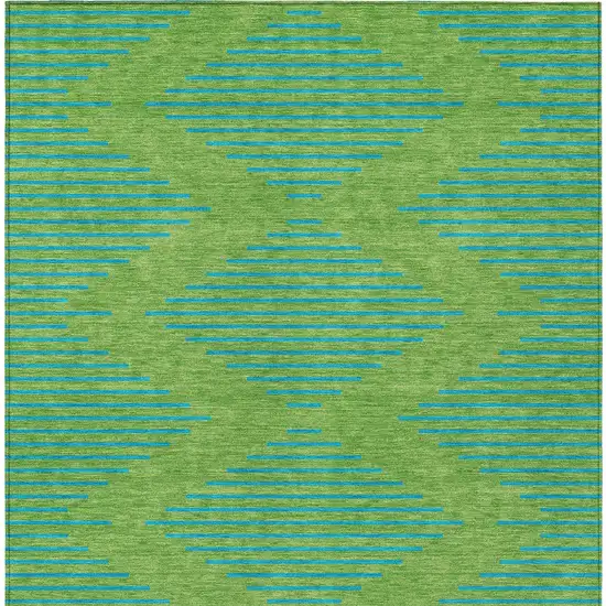 Green And Aqua Geometric Washable Indoor Outdoor Area Rug Photo 7