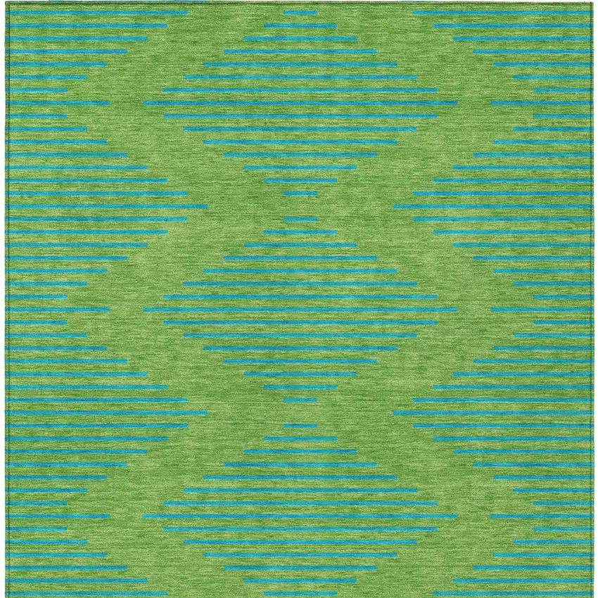 Green And Aqua Geometric Washable Indoor Outdoor Area Rug Photo 7