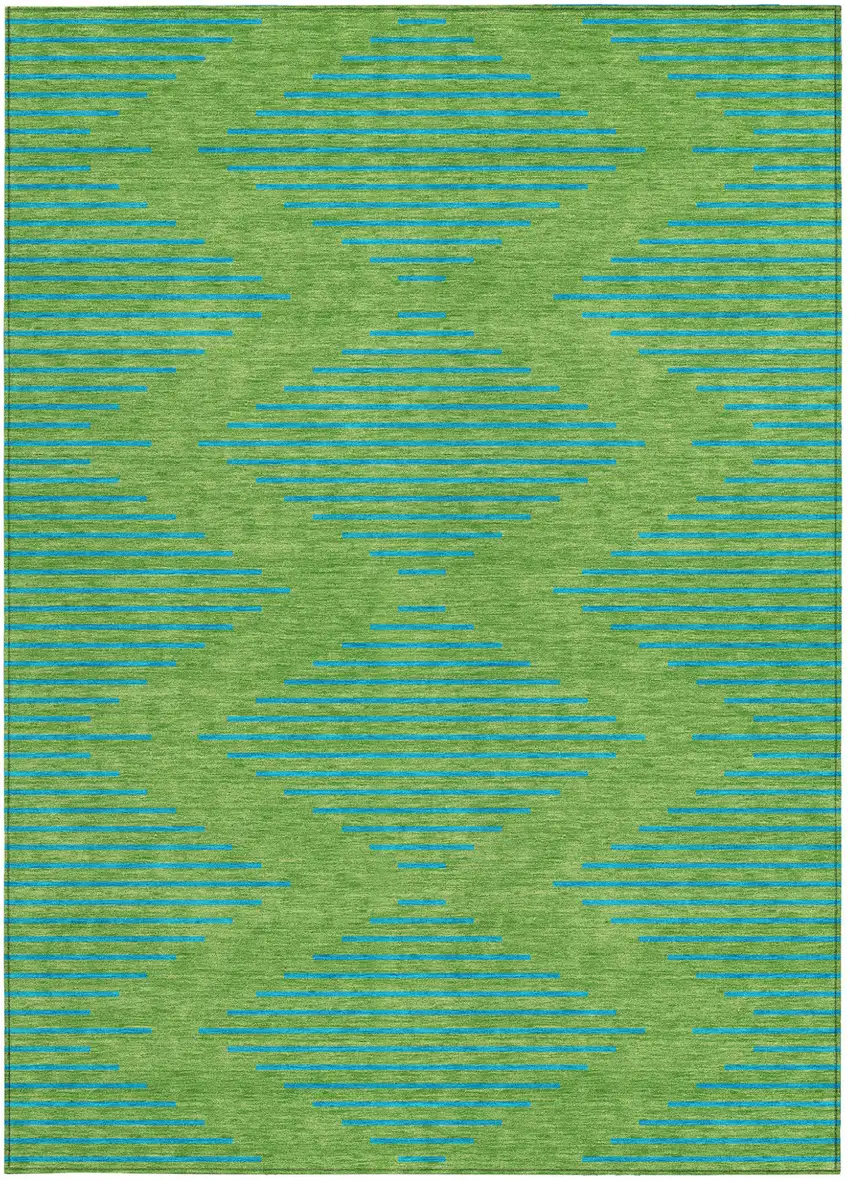 Green And Aqua Geometric Washable Indoor Outdoor Area Rug Photo 7