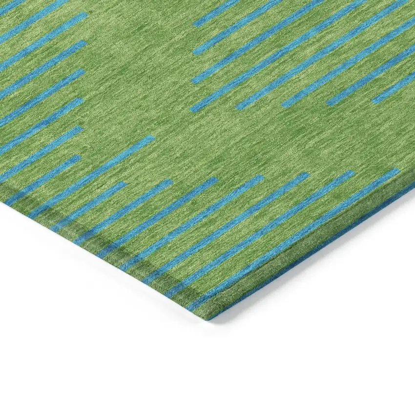 Green And Aqua Geometric Washable Indoor Outdoor Area Rug Photo 4