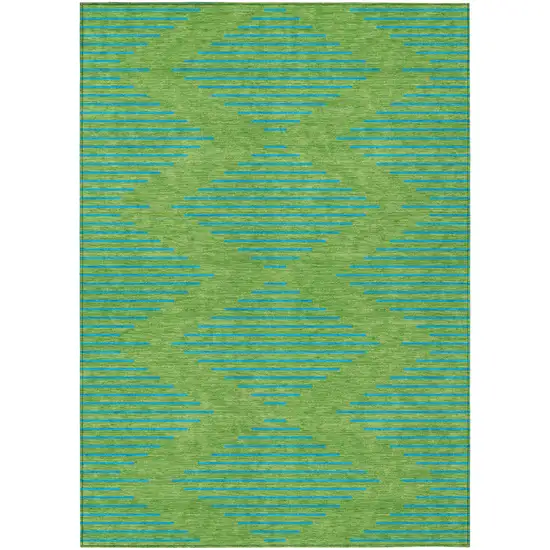 Green And Aqua Geometric Washable Indoor Outdoor Area Rug Photo 2