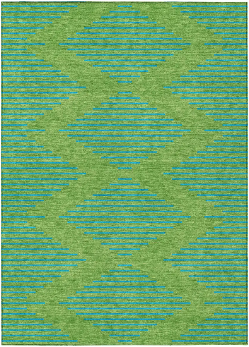 Green And Aqua Geometric Washable Indoor Outdoor Area Rug Photo 2