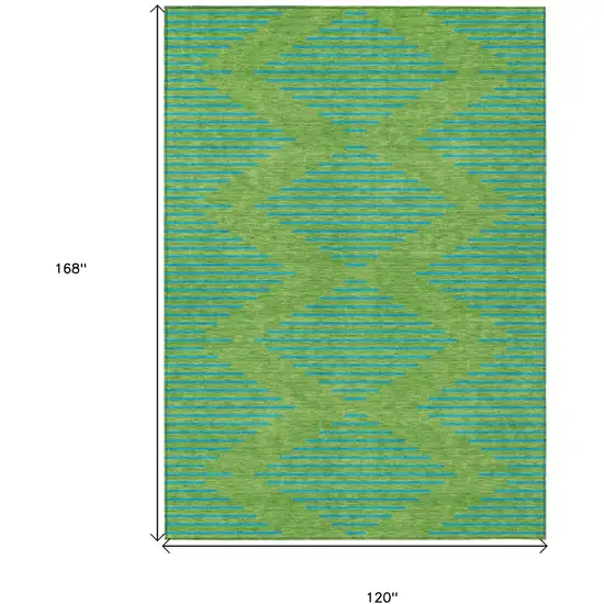 Green And Aqua Geometric Washable Indoor Outdoor Area Rug Photo 3