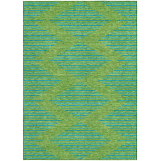 Green And Aqua Geometric Washable Indoor Outdoor Area Rug Photo 7