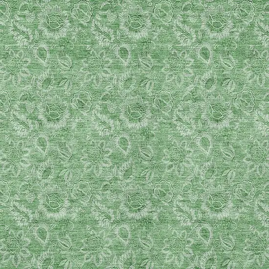 Green And Artichoke Green Floral Washable Indoor Outdoor Area Rug Photo 5