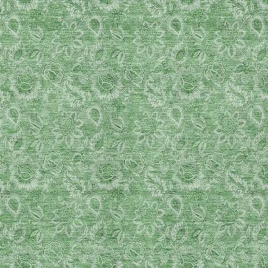 Green And Artichoke Green Floral Washable Indoor Outdoor Area Rug Photo 6