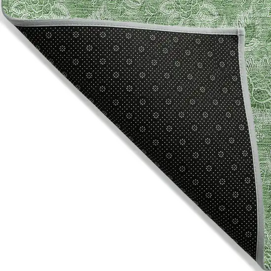Green And Artichoke Green Floral Washable Indoor Outdoor Area Rug Photo 4
