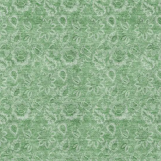 Green And Artichoke Green Floral Washable Indoor Outdoor Area Rug Photo 6