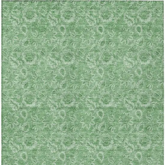 Green And Artichoke Green Floral Washable Indoor Outdoor Area Rug Photo 6