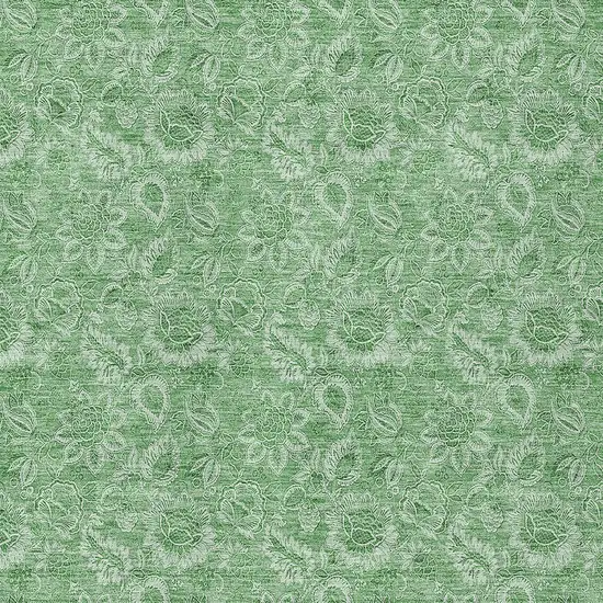 Green And Artichoke Green Floral Washable Indoor Outdoor Area Rug Photo 5