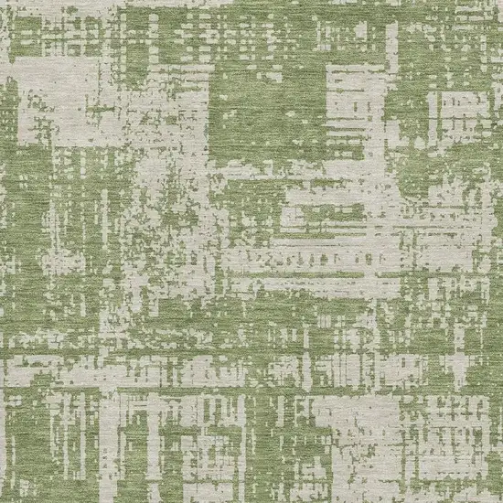 Green And Beige Abstract Washable Area Rug With UV Protection Photo 3