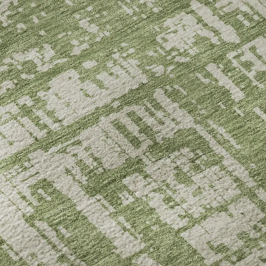 Green And Beige Abstract Washable Area Rug With UV Protection Photo 7