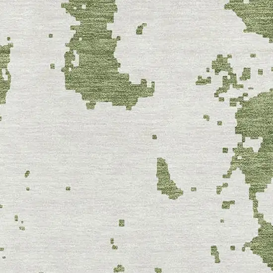 Green And Beige Abstract Washable Area Rug With UV Protection Photo 3