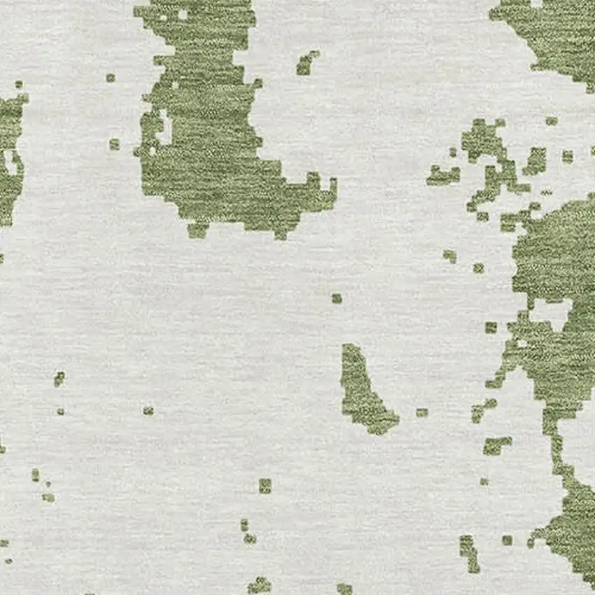 Green And Beige Abstract Washable Area Rug With UV Protection Photo 3