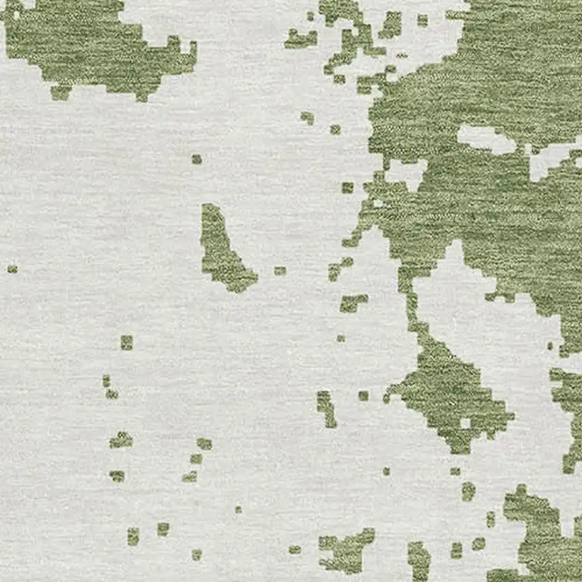 Green And Beige Abstract Washable Area Rug With UV Protection Photo 3