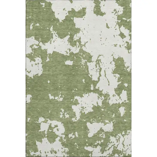 Green And Beige Abstract Washable Area Rug With UV Protection Photo 1