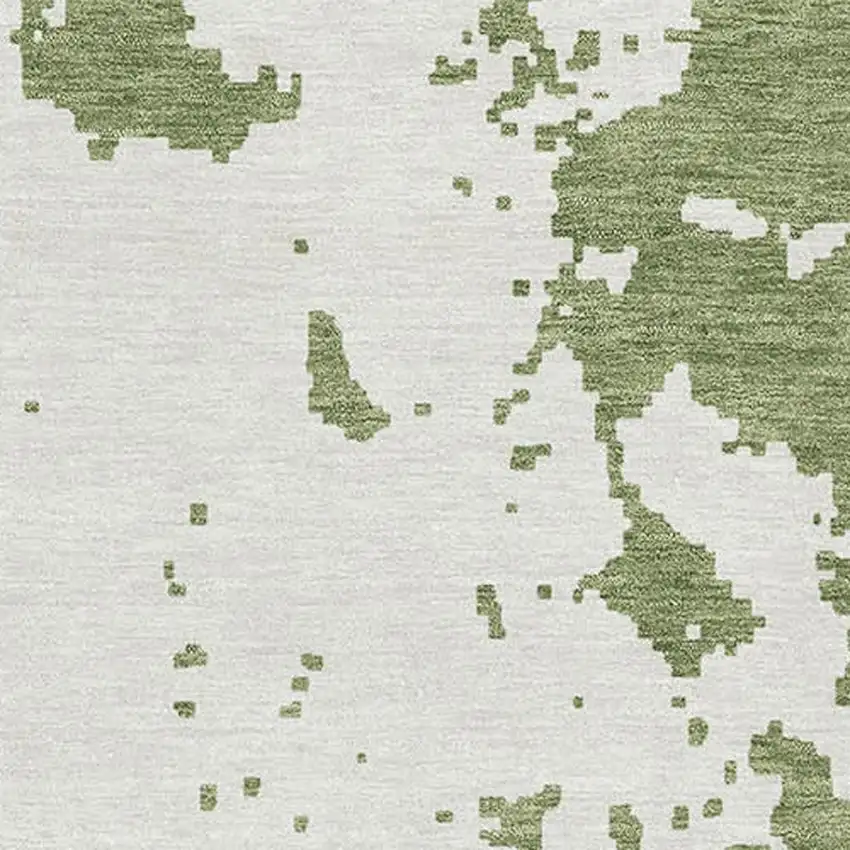 Green And Beige Abstract Washable Area Rug With UV Protection Photo 3