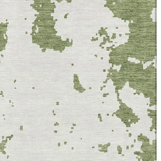 Green And Beige Abstract Washable Area Rug With UV Protection Photo 4