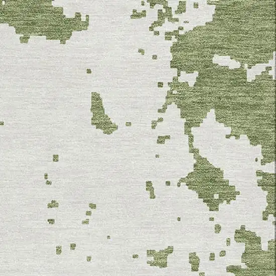 Green And Beige Abstract Washable Area Rug With UV Protection Photo 3