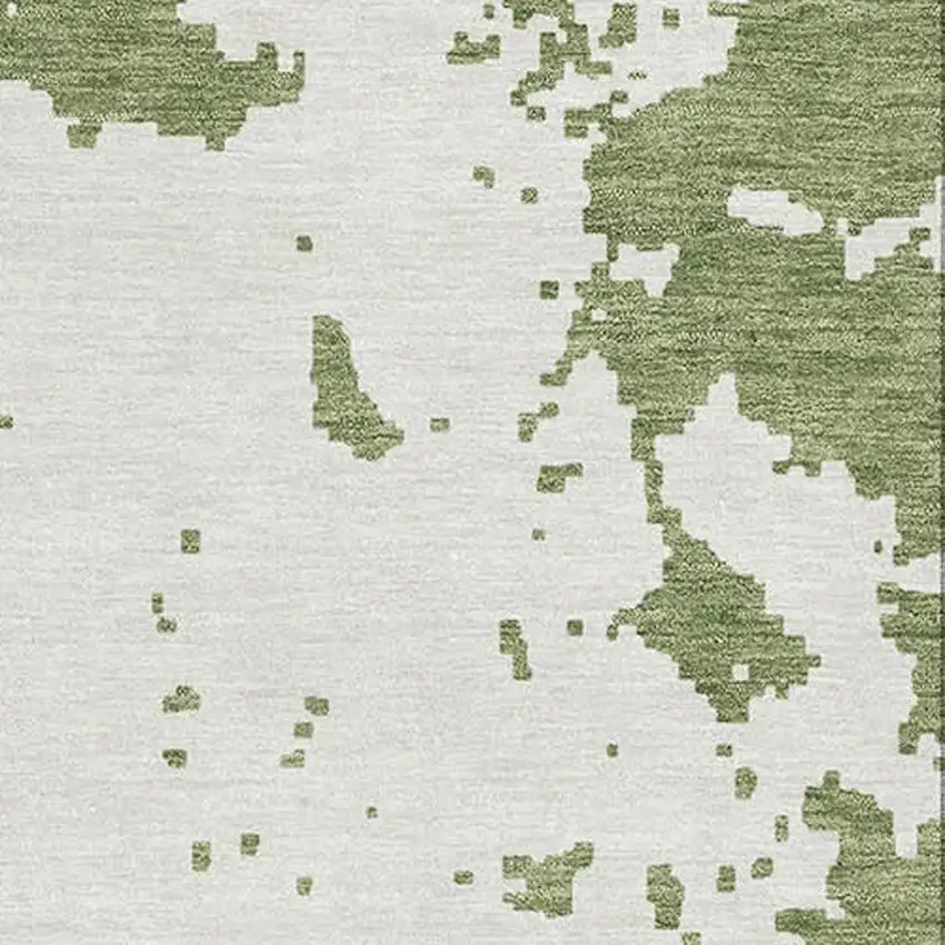 Green And Beige Abstract Washable Area Rug With UV Protection Photo 3