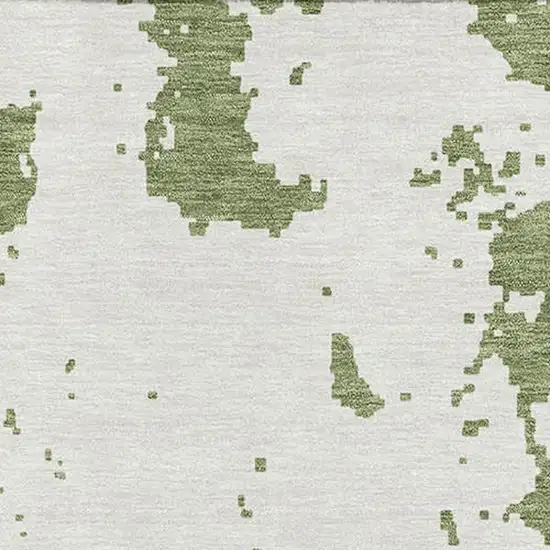 Green And Beige Abstract Washable Area Rug With UV Protection Photo 3