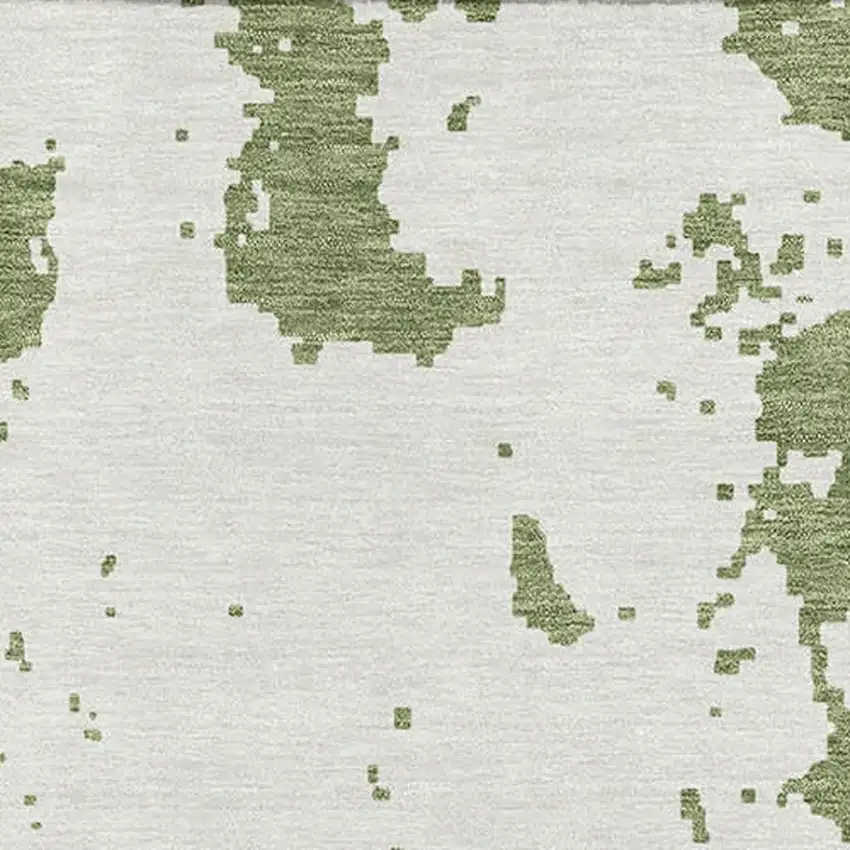 Green And Beige Abstract Washable Area Rug With UV Protection Photo 3