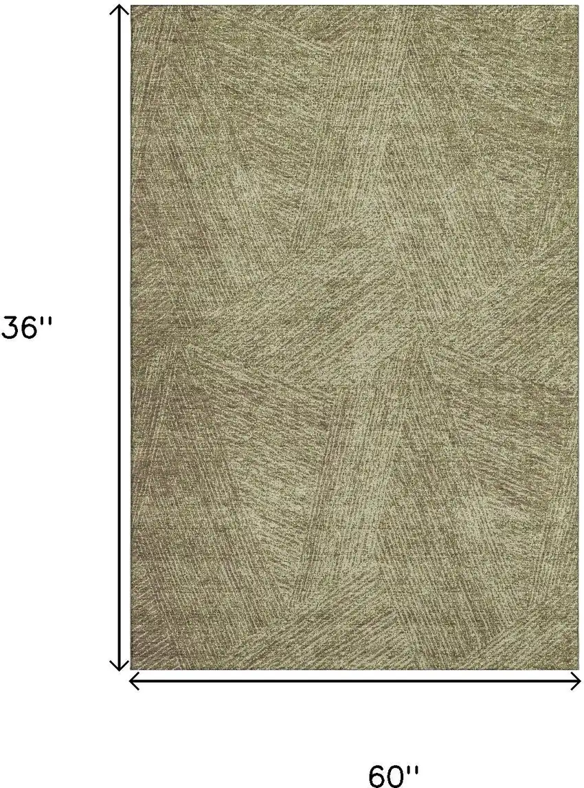 Green And Beige Abstract Washable Area Rug With UV Protection Photo 9
