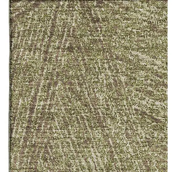Green And Beige Abstract Washable Area Rug With UV Protection Photo 4