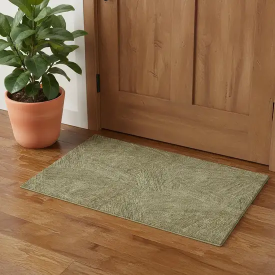 Green And Beige Abstract Washable Area Rug With UV Protection Photo 1