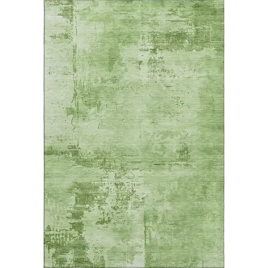 Green And Beige Abstract Washable Area Rug With UV Protection Photo 1