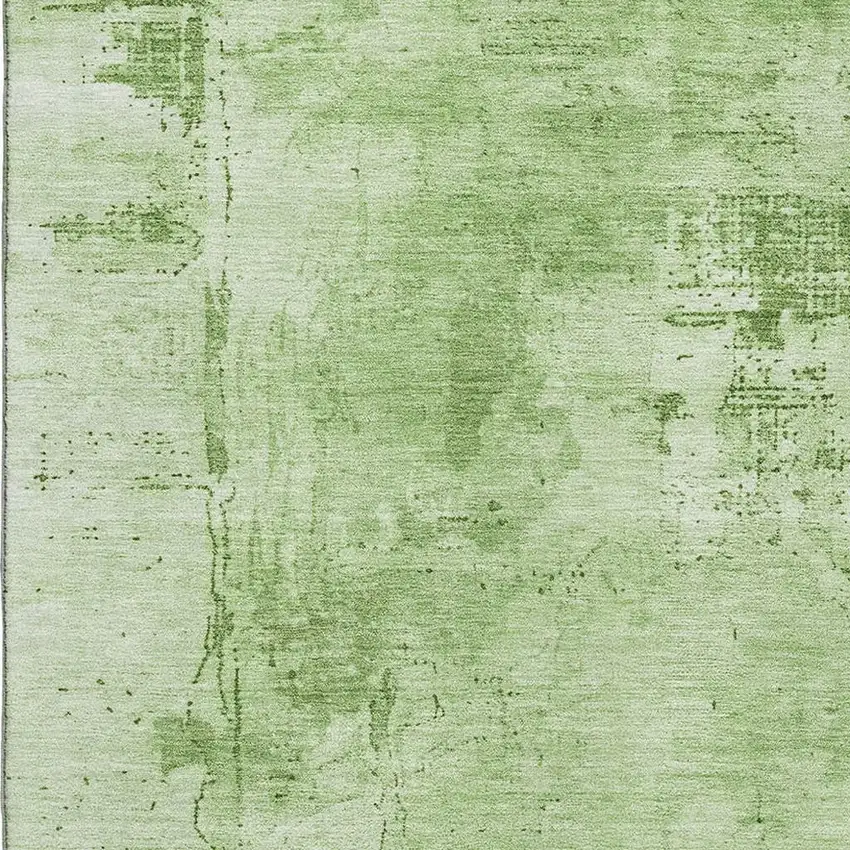 Green And Beige Abstract Washable Area Rug With UV Protection Photo 2