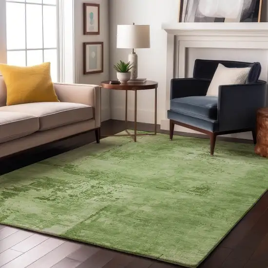 Green And Beige Abstract Washable Area Rug With UV Protection Photo 4