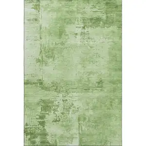 Photo of Green And Beige Abstract Washable Area Rug With UV Protection