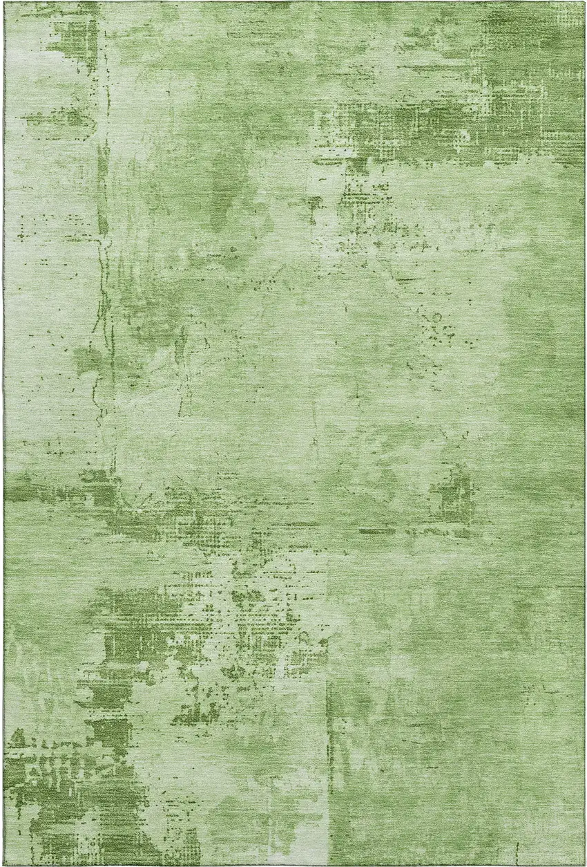 Green And Beige Abstract Washable Area Rug With UV Protection Photo 1