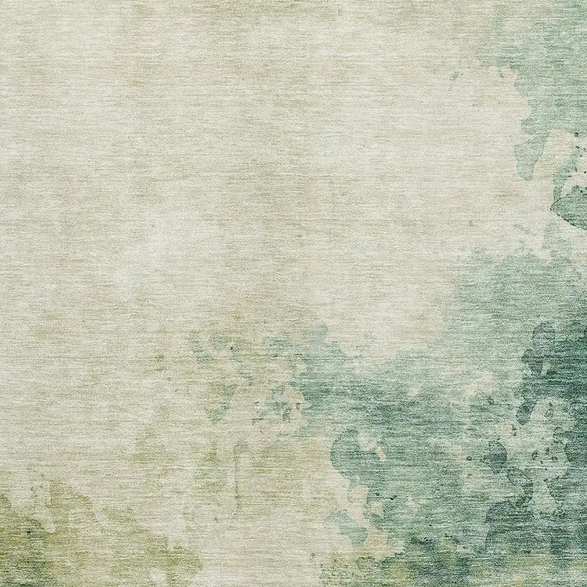 Green And Beige Abstract Washable Area Rug With UV Protection Photo 3