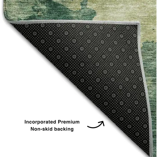 Green And Beige Abstract Washable Area Rug With UV Protection Photo 7