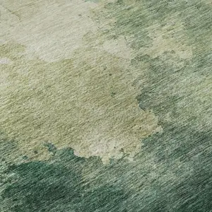 Photo of Green And Beige Abstract Washable Area Rug With UV Protection