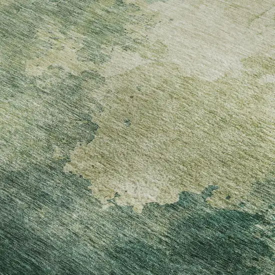 Green And Beige Abstract Washable Area Rug With UV Protection Photo 3