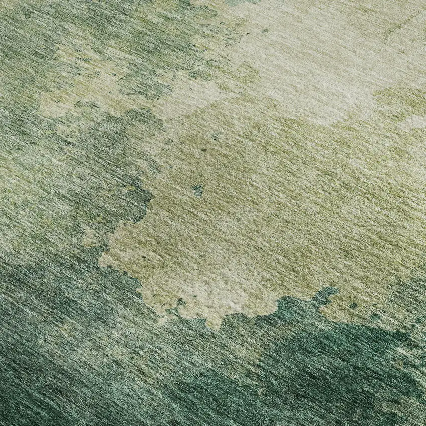 Green And Beige Abstract Washable Area Rug With UV Protection Photo 3