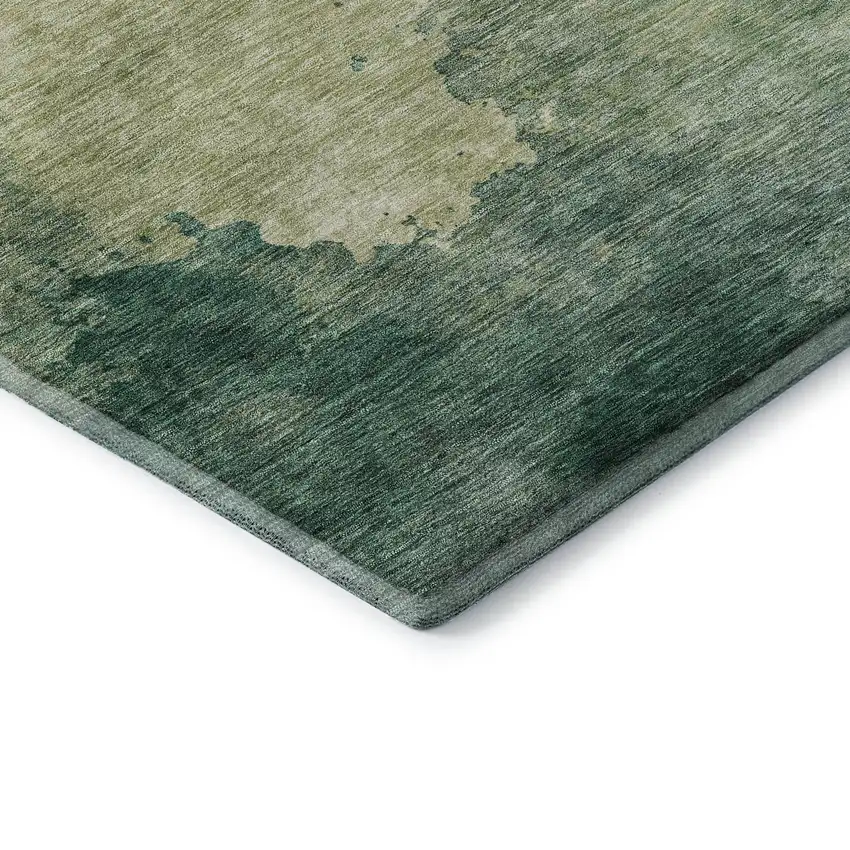 Green And Beige Abstract Washable Area Rug With UV Protection Photo 8