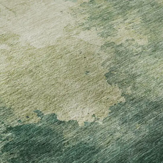 Green And Beige Abstract Washable Area Rug With UV Protection Photo 1