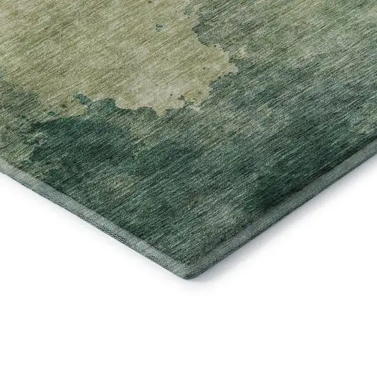 Green And Beige Abstract Washable Area Rug With UV Protection Photo 8