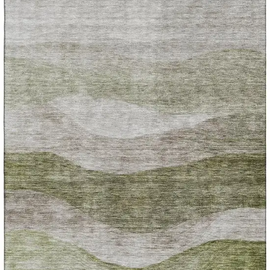 Green And Beige Abstract Washable Area Rug With UV Protection Photo 4