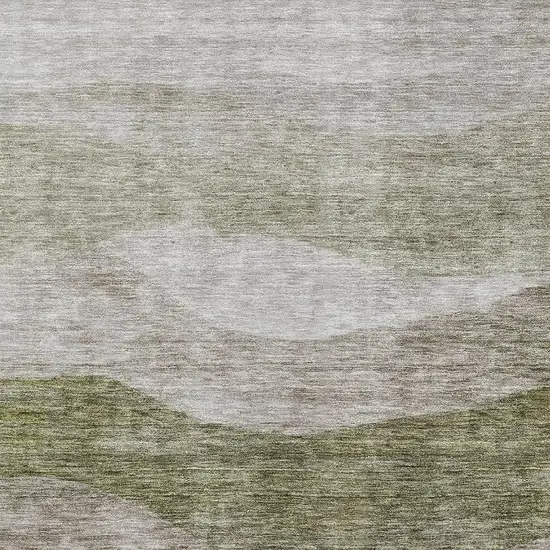Green And Beige Abstract Washable Area Rug With UV Protection Photo 7