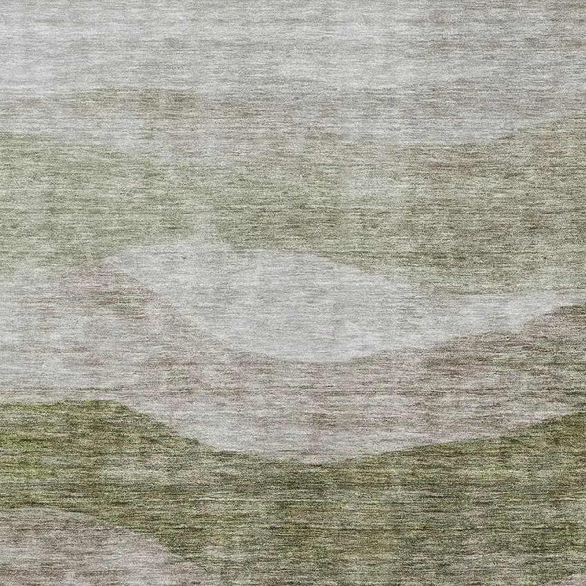 Green And Beige Abstract Washable Area Rug With UV Protection Photo 7